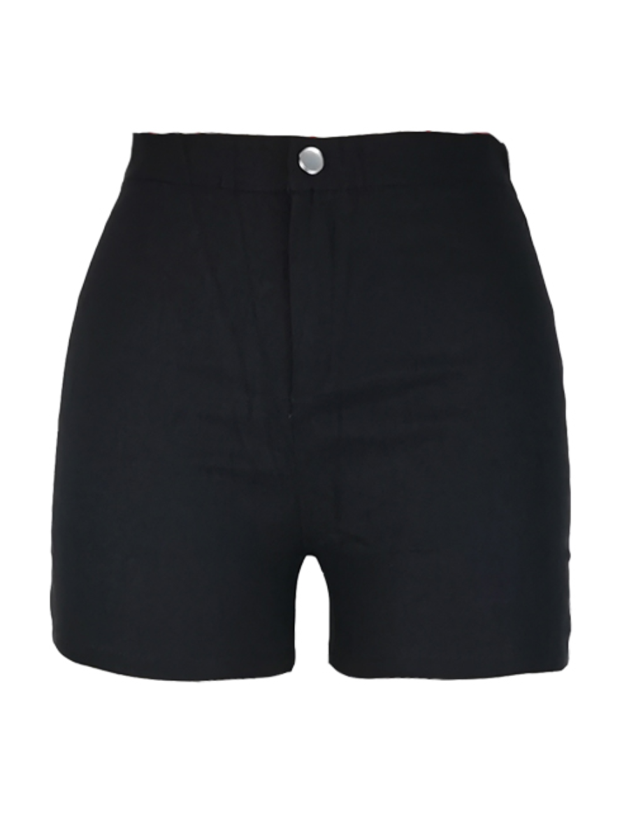 Casual High-waisted Elastic Black Denim Shorts